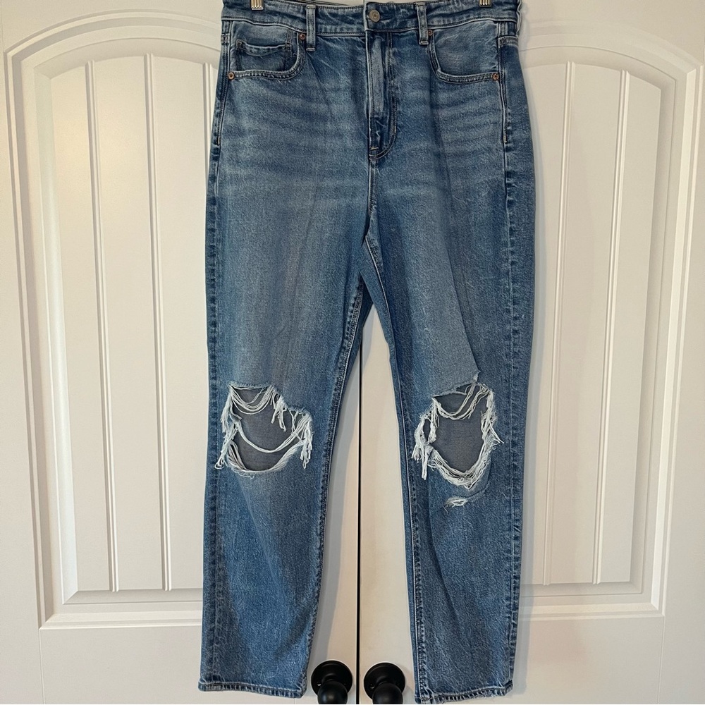 American Eagle Outfitters Straight Leg Ripped Blue Jeans